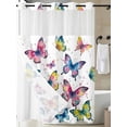 thumbnail image 3 of No Hook Shower Curtain with Snap-in Liner, Colorful Butterfly Waterproof Fabric Bathroom Curtains, Elegant Pastoral Butterflies Watercolor Bath Curtains & Mesh Top Window 72"x84" Long, 3 of 9