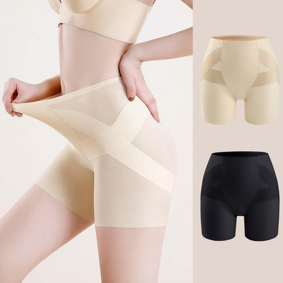 Swuxness Women's High Waist Shaping Brief, Women Panties, Women's Solid Color No Show Comfortable High Waist Butt Lift Breathable Briefs Panties Beige, L