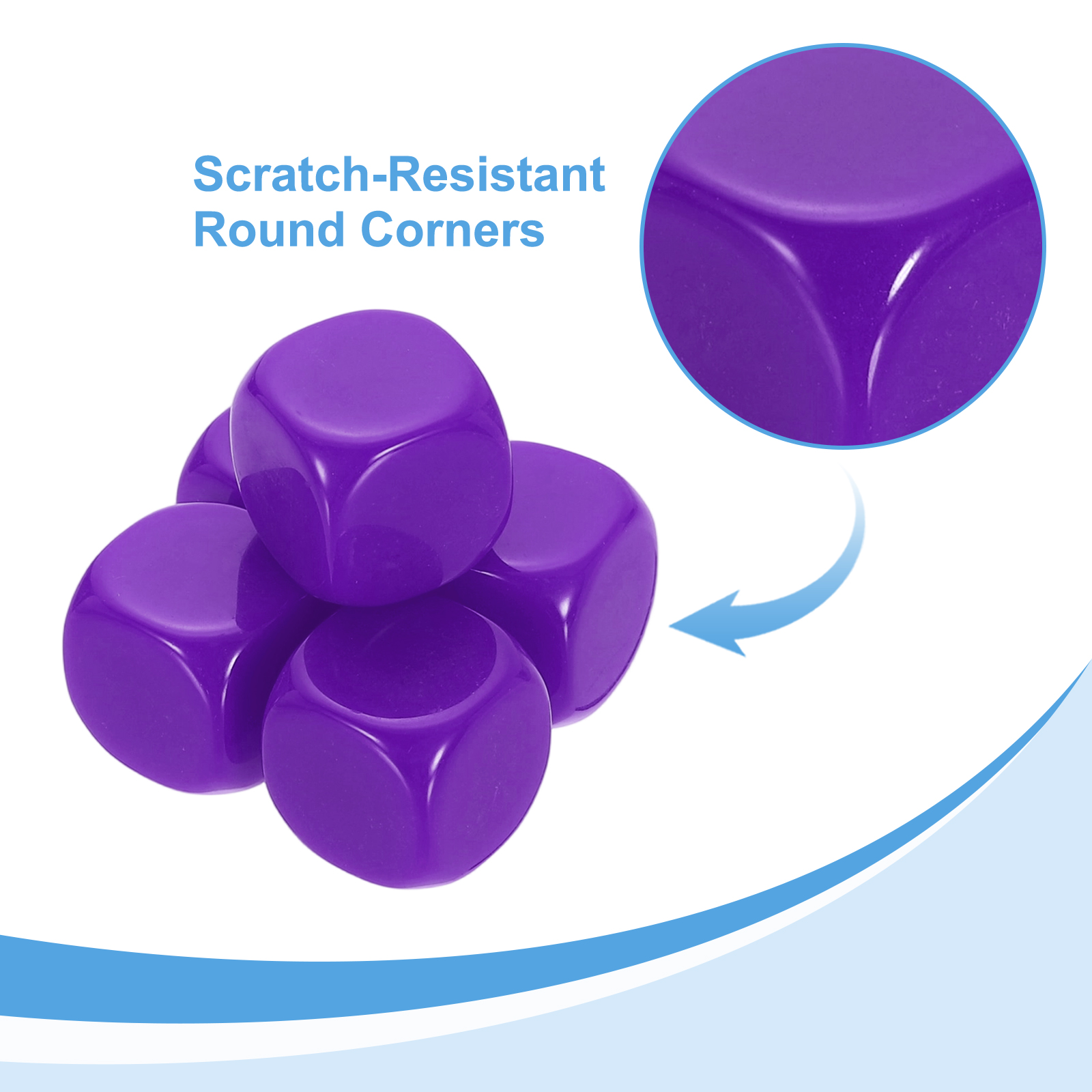 100Pack Rounded Blank Six Sided Dice 20mm/0.8inch Acrylic Dice, Purple