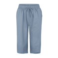 thumbnail image 5 of Blue Women's Shorts, Women'S Knee Length Short Pants Ladies Loose Drawstring Casual Solid Color Shorts,Women's Shorts L, 5 of 5