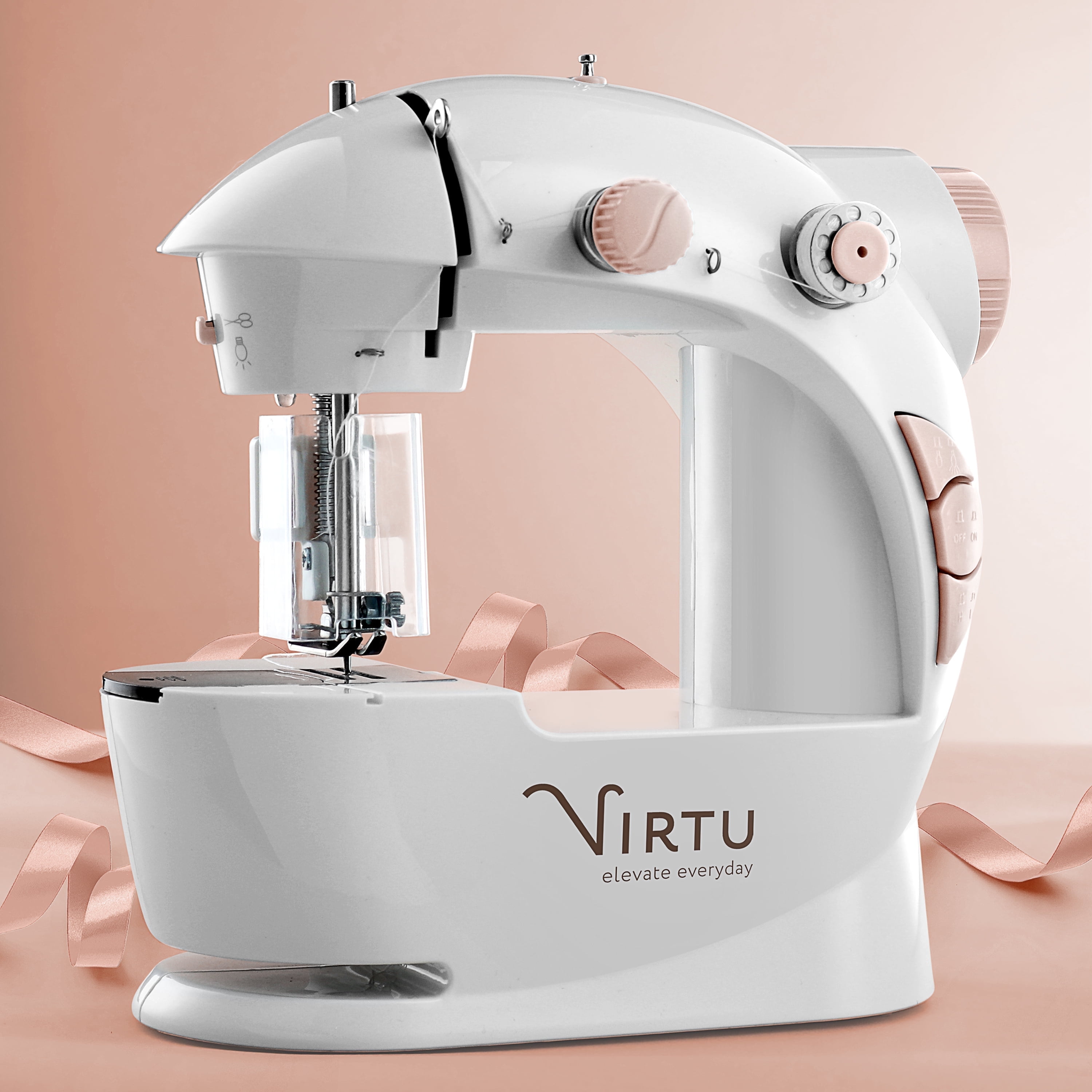 Virtu 122 PC Mini Portable Sewing Machine for Beginner, Kids Sewing Machine and Adults with Craft Supplies, Ballet Pink