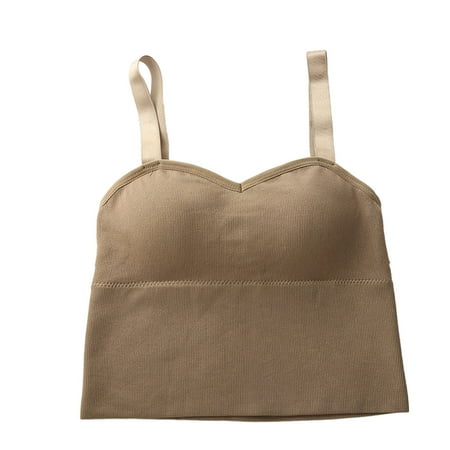 

Bralettes for Women Wireless Push-Up Yoga Bra Solid Print Khaki One Size