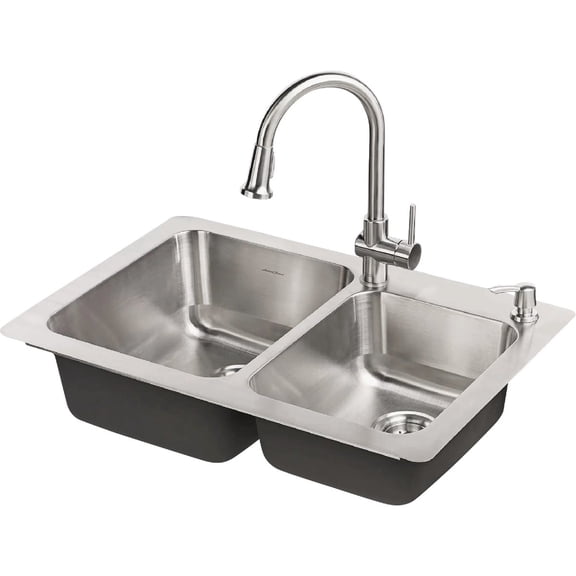 American Standard 18cr.332232c.075 Montvale Double Bowl Kitchen Sink, Stainless Steel