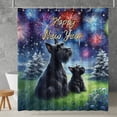 thumbnail image 2 of Happy New Year Scottish Terrier Family Cheer Winter Midnight Firework Shower Curtain Scottie Dog Lover Gifts Waterproof Bathroom Bathtub Curtain - 02025, 2 of 5