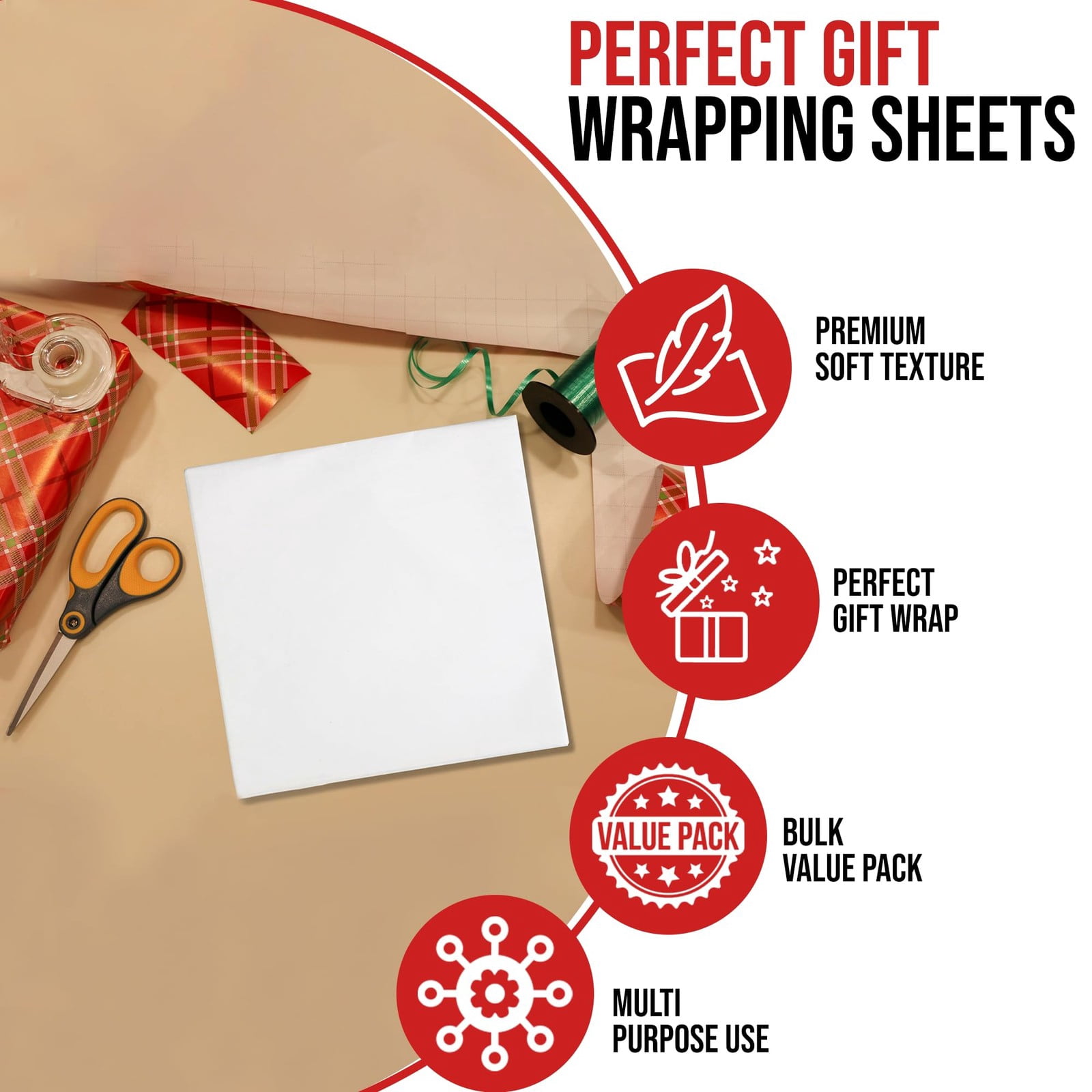 1,000Sheets Bulk Premium Gift Wrap Tissue Paper, White, 20 x 30 Inches Premiu...