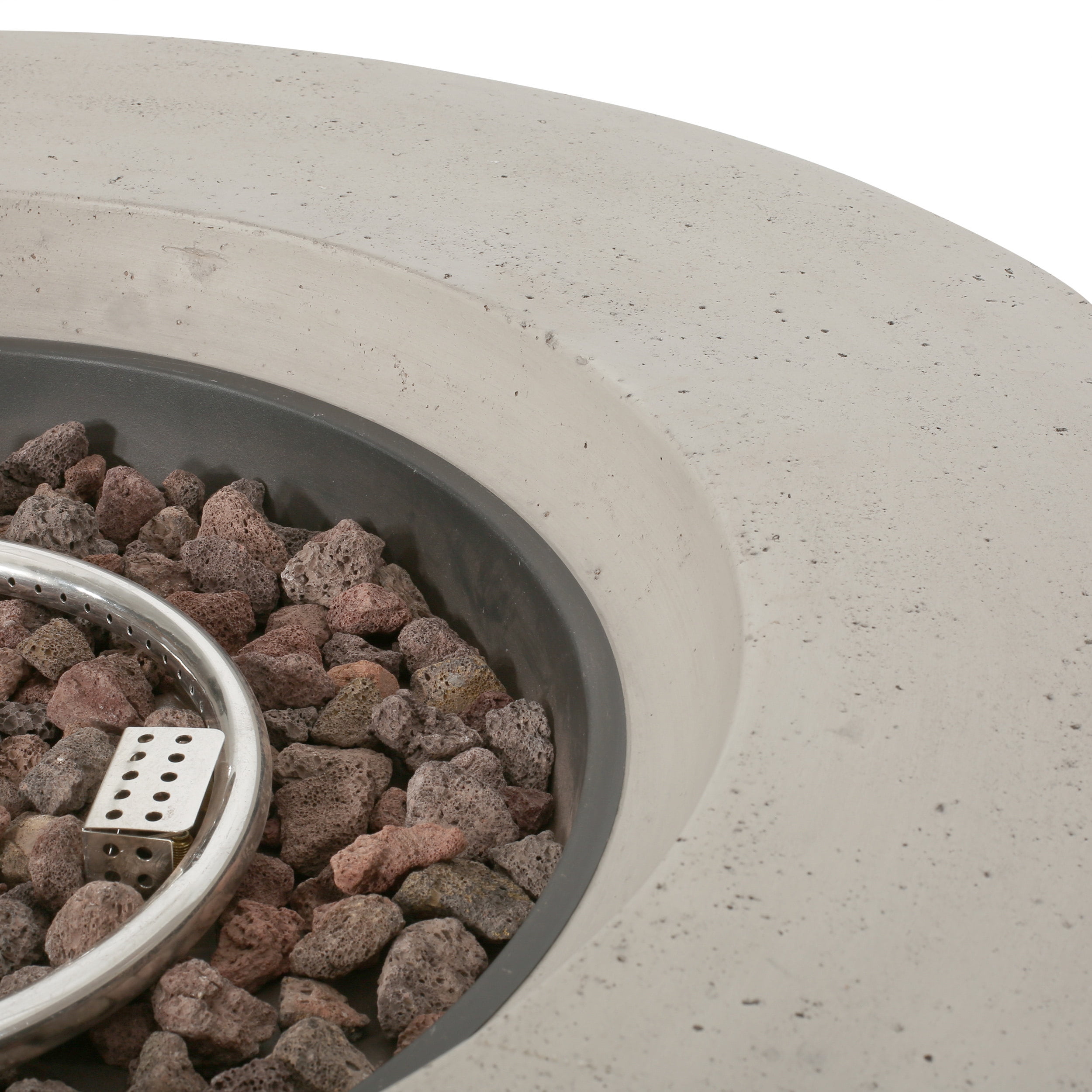 Hayes Circular 50K BTU Outdoor Gas Fire Pit Table with Tank Holder, Light Grey