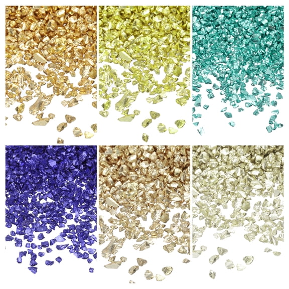 Uxcell 26g Crushed Glass for Crafts 2-4mm Metallic Irregular Glass Chips for Nail Arts Vase Filler DIY Resin Decor Gold/Blue/Silver
