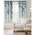 thumbnail image 2 of Teal Ombre Botanical Blackout Curtains 45 Inches Long for Bedroom, Watercolor Pastoral Leaf Thermal Insulated Room Darkening Black Out Window Curtain Panels Grommet Drapes for Living Room, 2 of 8