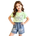 thumbnail image 2 of ZOYOEN Toddler Girls Fashion Outfits Set- Cute Short Sleeve Casual Baby Summer Clothes Sparkly T Shirts and Denim Shorts Pink Size 4 T, 2 of 6