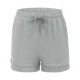 thumbnail image 3 of ZQUUVOU Women's Wide Leg Shorts Drawstring Solid Color Loose Pocket Pants(Gray,S), 3 of 3