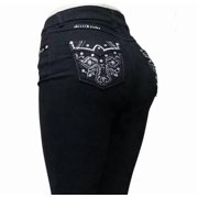 Jack David H&Y Rhinestone Studded Denim Bootcut Flap Pocket Jeans (Bootcut Black HY-383)