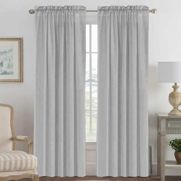 Rod Pocket Privacy Linen Curtains 2, 104 Inch Wide Curtains