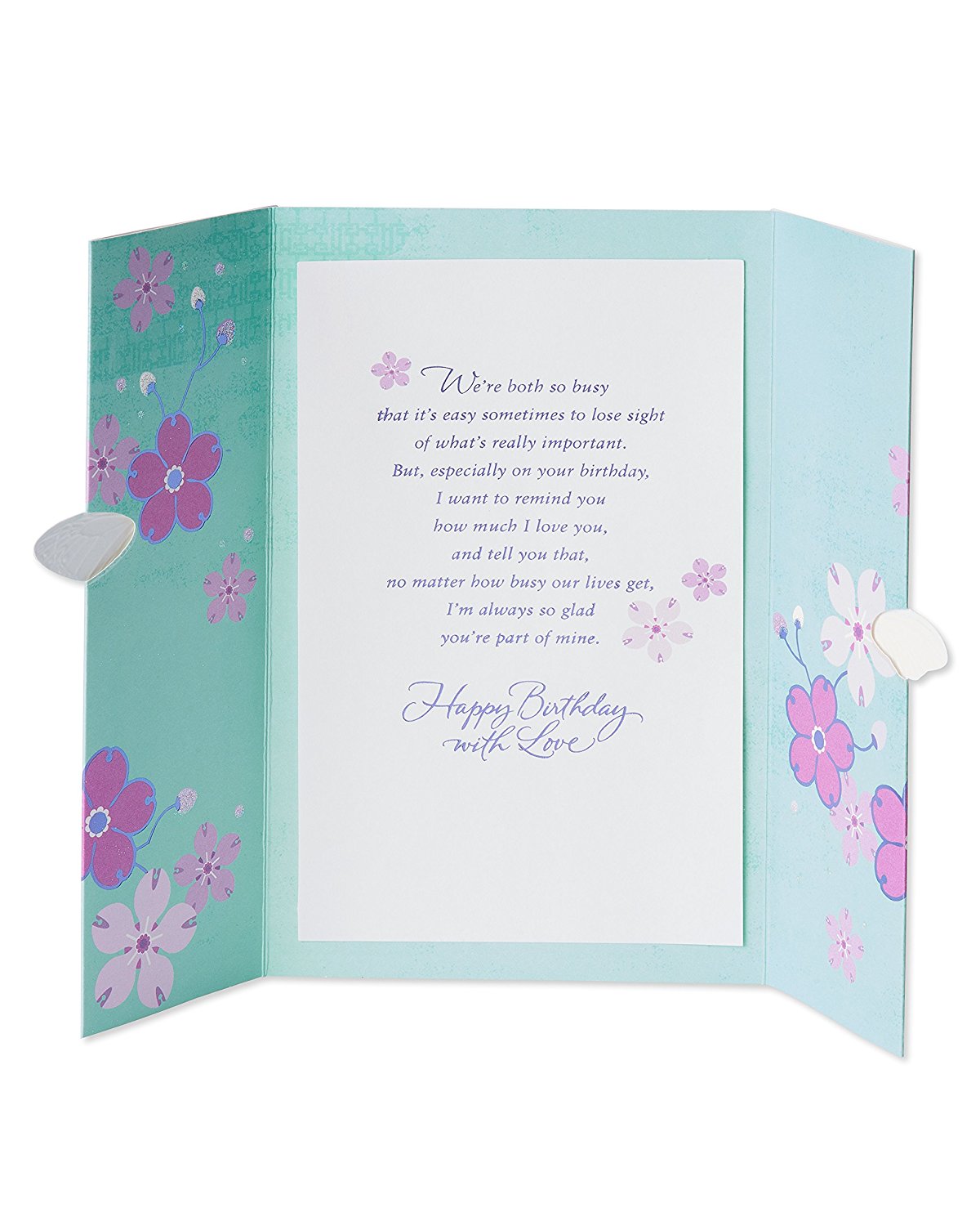 American Greetings Purple Floral Birthday Card for Wife with Glitter ...