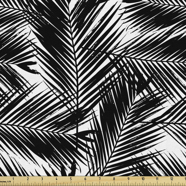 Black and White Fabric by the Yard Upholstery, Island Fan Palm Tree Leaves  Caribbean Plants Jungle Foliage Ocean Beach, Decorative Fabric for DIY and  Home Accents, Charcoal Grey by Ambesonne 