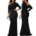 thumbnail image 4 of Aayomet Long Dress formal for Women Off Shoulder Bodycon Dresses Long Sleeve Ruched Slit Glitter Party Evening Maxi Dress,Black M, 4 of 5