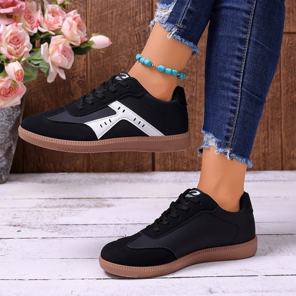 LTTVQM Women's Retro Sneakers Classic Casual Wide Width Running Workout Shoes Trendy Comfortable Non Slip Tennis Walking Footwear Black 36(US-5.5)