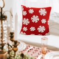 thumbnail image 5 of Taotanxi Merry Christmas Decorative Velvet Embroidered Pillow Cover With Snowflakes Trees Elves Elk Cushion Cover For Christmas Sofa Green And Red 45 X 45 Cm（Red）, 5 of 6