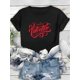 thumbnail image 3 of Happy Valentine'S Day Casual T-Shirt, Knit Fabric with Medium Stretch, Crew Neck, Printed Love HeartCamisetas para mujer, lindas camisetas con estampado gráfico, de manga corta, estilo casual, para ve, 3 of 6