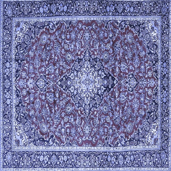 Ahgly Company Indoor Square Medallion Blue Traditional Area Rugs, 3' Square