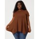 thumbnail image 3 of Women's Plus Size Short Sleeve Tunic Handkerchief Hem Summer Casual Top Brown 3X, 3 of 6