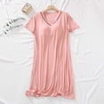 thumbnail image 2 of HVOBTTY Womens Causal Soft Nightdress, Nightgowns for Women, Women's Soft Solid Color Short Sleeve V Neck Nightdress Sleep Pajama Dress Pink, M, 2 of 5