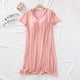 thumbnail image 1 of HongQid Womens Nightgowns Short Sleeve Sleepwear Crew Neck Loungewear Color Block Nightshirt Summer Dresses, 1 of 8