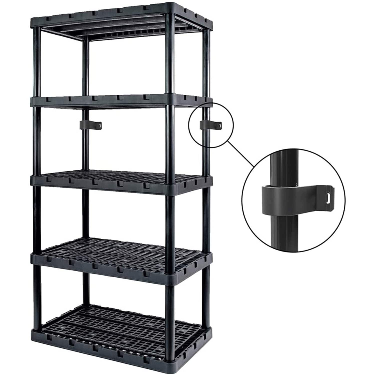 Gracious Living Knect-A-Shelf Light-Duty 5-Shelf Plastic Shelving Unit