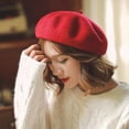 thumbnail image 3 of CoCopeanut New Fashion Women Wool Berets French Artist Style Warm Winter Beanie Hat Retro Plain Beret Solid Color Elegant Lady Autumn Caps, 3 of 6