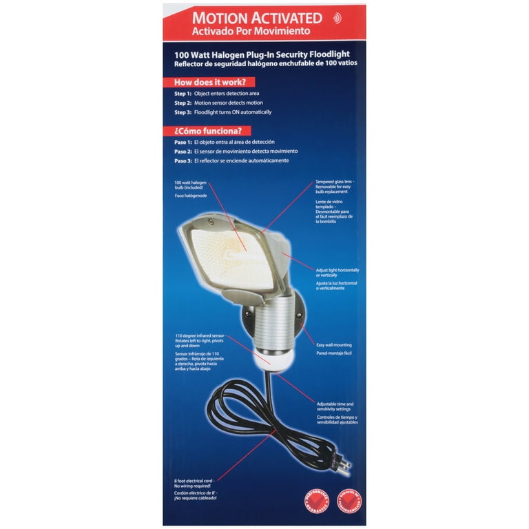 All-Pro 110-Degree Outdoor Grey Quartz Halogen Motion Activated Plug-in Security Light All-Pro 110-Degree Outdoor Grey Quartz Halogen Motion Activated Plug-in Security Light