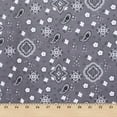 thumbnail image 3 of Bandana Paisley Print Cotton Broadcloth 60" Wide Sold By The Yard - Grey, 3 of 4