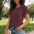 thumbnail image 5 of Sevevn Women's Summer Short Sleeve Lace Patchwork T Shirt Casual Round Neck Ruched Front Loose Fit Blouse Purple 2XL, 5 of 5
