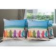 thumbnail image 6 of Ambesonne Summer Throw Pillow Cover 4 Pack, Colorful Wooden Deckchairs, 18", Multicolor, 6 of 7