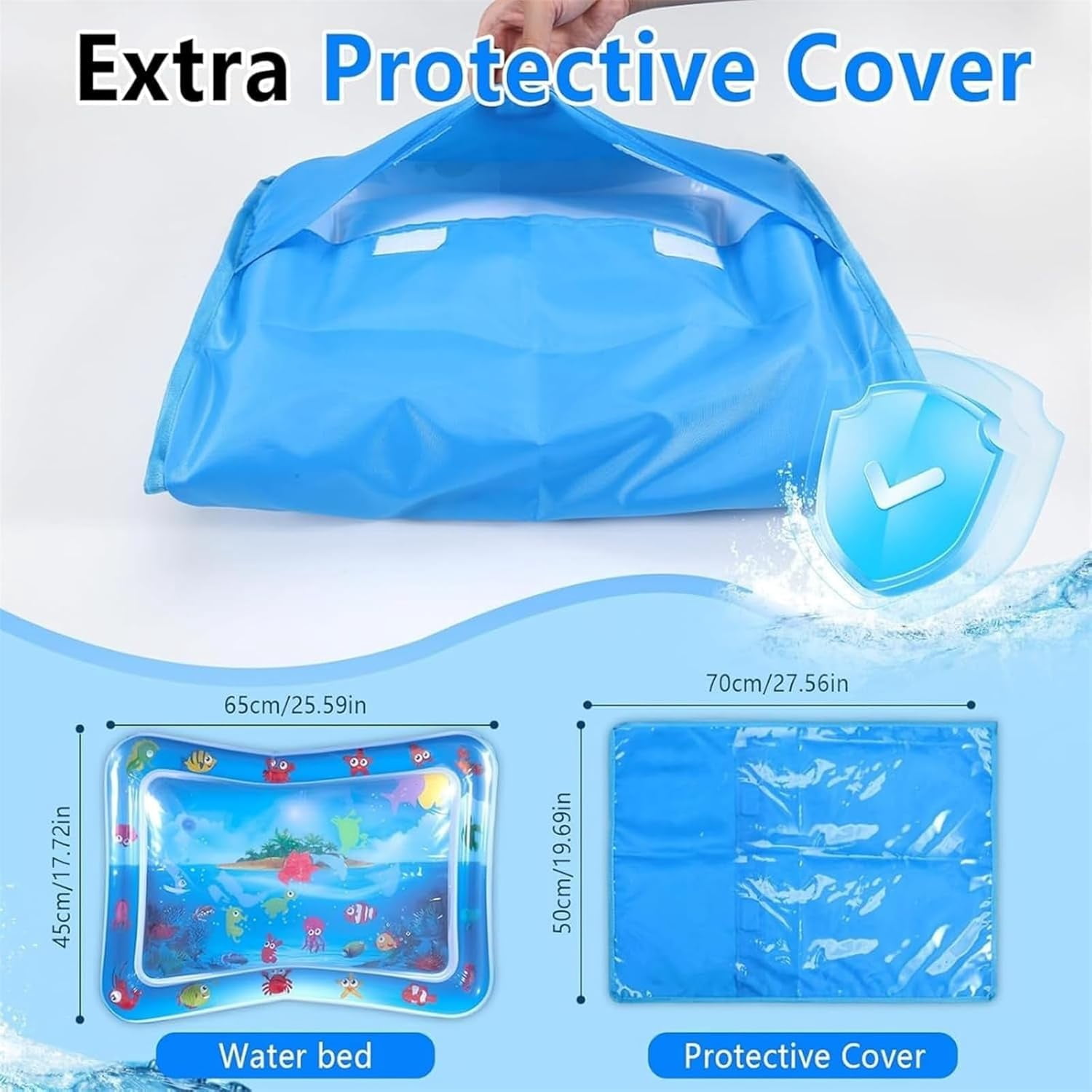 Glow Pad for Cats - 24in Light-Up Water Play Mat with LED Fish Toys, Spill-Resistant Thickened PVC Base for Floor/Tile Floors