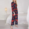 thumbnail image 3 of Pofeuu Rose Flower Print Womens Pajamas Set Long Sleeve Sleepwear Button Down Nightwear Soft Pj Lounge Sets Button Down Pajamas Women-Large, 3 of 7