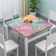 thumbnail image 3 of Colorful Floral Pattern Square Fitted Tablecloth with Elastic Edge,Square Table Cover,Washable Elastic Table Cover for Home Kitchen Party Decor 36"x36", 3 of 6