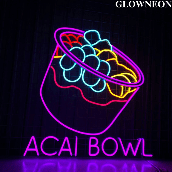 Glowneon Brazilian Acai Bowl Neon Light, Healthy Acai Bowl Led Light