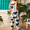 thumbnail image 4 of WTOBBY Women's Retro Casual Jumpsuit featuring Halloween Print, Loose Fit with Suspenders in Cotton and Linen, Perfect for Comfortable Outfits Year-Round,Pink2XL, 4 of 6