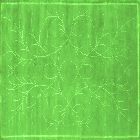 Ahgly Company Indoor Square Abstract Green Contemporary Area Rugs, 3' Square