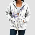thumbnail image 4 of idosla Womens Zip Up Hoodies Long Sleeve Oversized Sweatshirts Y2K Pockets 2025 Fall Outfits Fashion Clothes (White, L), 4 of 7