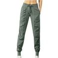 thumbnail image 2 of WXLWZYWL Womens Jogger Pants 4-Way Stretch Elastic Waistband Four Pockets Golf Pants High Waisted Cargo Lightweight Hiking Pants Quick Dry Athletic Workout Travel Casual Pants, 2 of 5