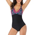 thumbnail image 6 of Lopsie TEMPTATION V Neck Tummy Control Swimwear Halter One Piece Slimming Vintage Retro Swimsuit Womens Ruched Push Up Bathing Suit, 6 of 8