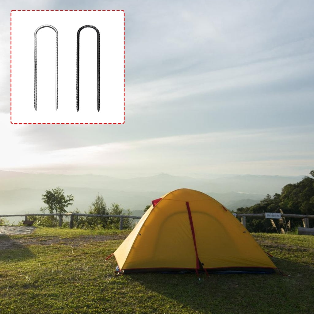 Pack of 8 Heavy Type Metal Ground Stakes U Shape Tent Stakes Metal Texture Suitable for Camping and Picnics