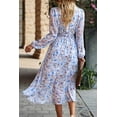 thumbnail image 3 of Vestido PRETTYGARDEN Floral Boho Cruzado con Escote en V y Mangas Largas Talla L Grande, 3 of 5
