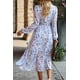 thumbnail image 3 of Vestido PRETTYGARDEN Floral Boho Cruzado con Escote en V y Mangas Largas Talla L Grande, 3 of 5
