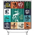 thumbnail image 2 of 4PCS Cabin Bass Fish Shower Curtain Sets with Rugs, Waterproof Fabric Shower Curtain, Country Lodge Lake Hunting Camping Mountain Forest Rustic Farmhouse Bathroom Decor, Fishing Gifts for Men, 2 of 7