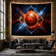 thumbnail image 6 of Basketball With Glowing Diamond Frame And Sparks, Energetic Photographic Style for Basketball Fans, Sports Wall Art, Birthday Gift Tapestry Wall Hanging for Bedroom and Dorm, 6 of 7