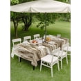 thumbnail image 3 of Outdoor Tablecloth with Umbrella Hole and Zipper, Brown Beige Vintage Rectangle Table Cloth 60x120 Inch Waterproof Tablecloth, Retro Abstract Art Picnic Table Cover for Patio Camping, 3 of 7