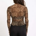 thumbnail image 5 of YUEHUA Womens Lace Leopard Tops Long Sleeve Floral Mesh Sheer Shirts Neck See Through Sexy Blouse Top, 5 of 9