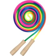 Long Jump Rope, Double Dutch Skipping Rope with Wooden Handle, Multiplayer Rainbow Jumping Rope for Outdoor Fun, School Sport, Party Game