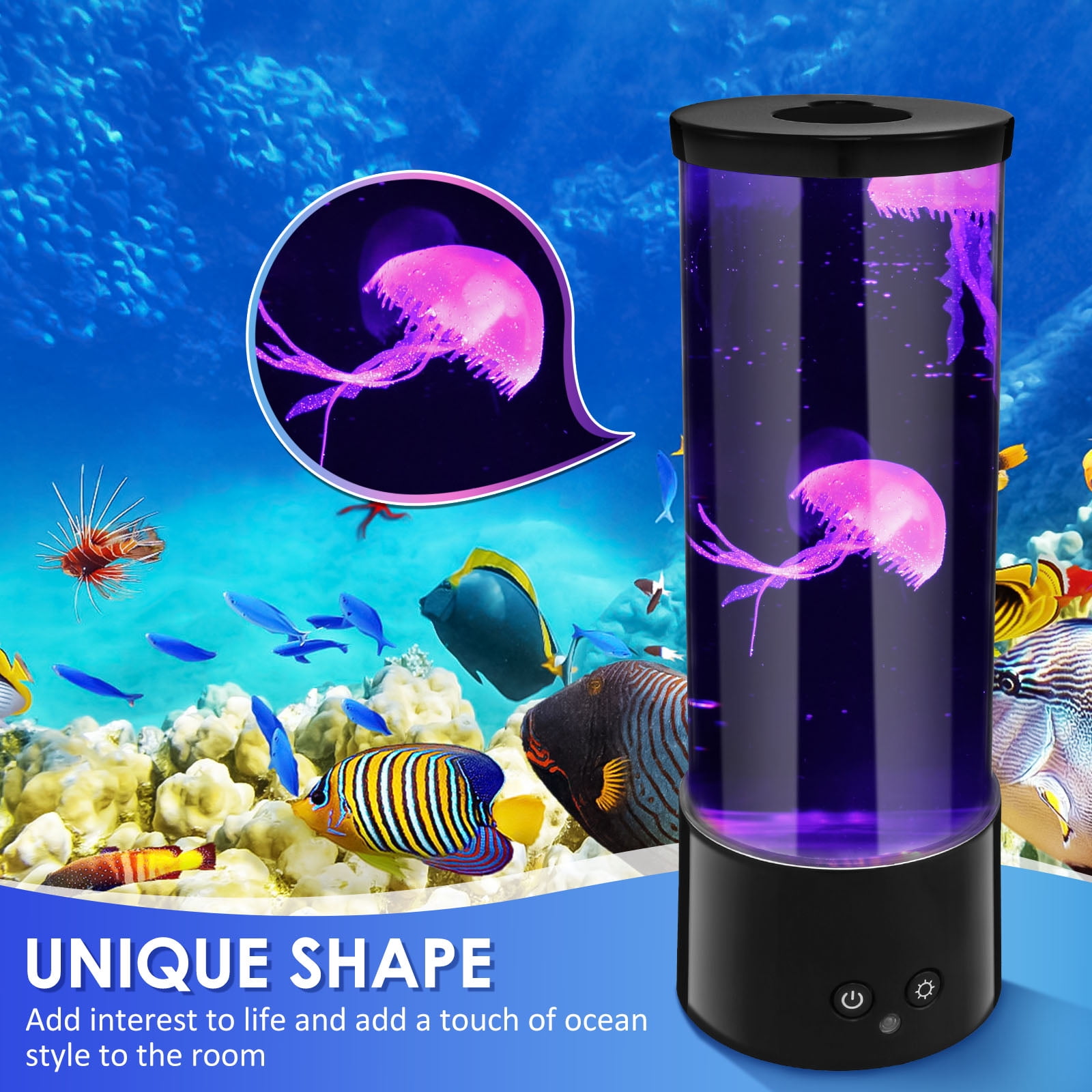 Jellyfish Lamp Aquarium Updated Table Mood Lamp Quiet Jelly Fish Tanks Light Smart Bubble Jellyfish Night Light Interesting Tower Jelly Fish Light Lamp for Bedroom